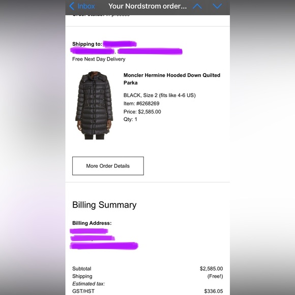 Authentic Moncler Hermine hooded down coat parka jacket, EXCELLENT condition - Picture 5 of 12